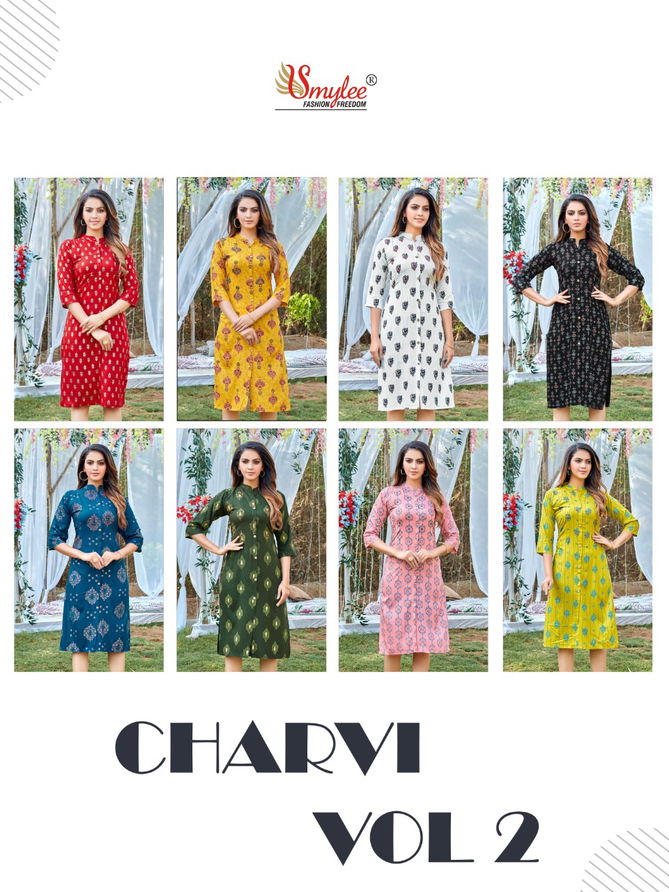 Smylee Charvi 2 Regukar Wear Rayon Heavy Lurex Designer Kurti Collection